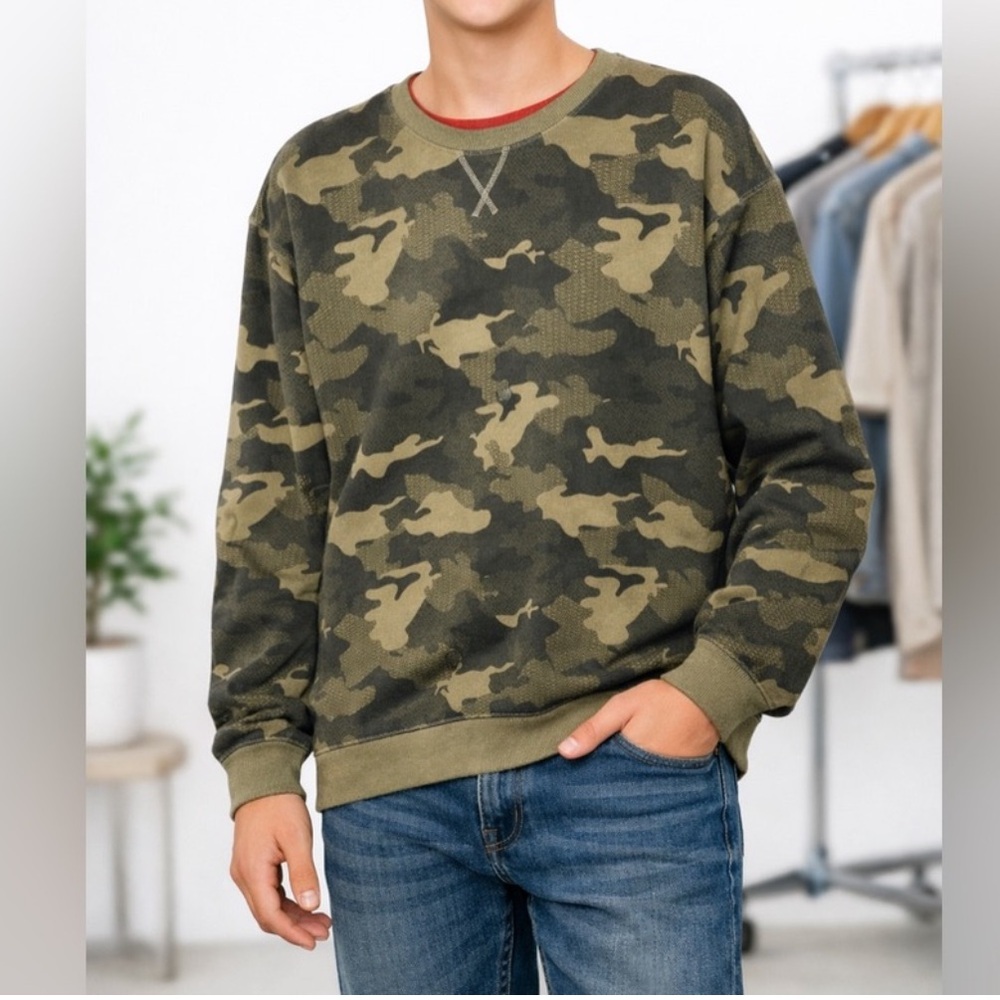 Primark Green‎ and Brown Camouflage Crewneck Sweater